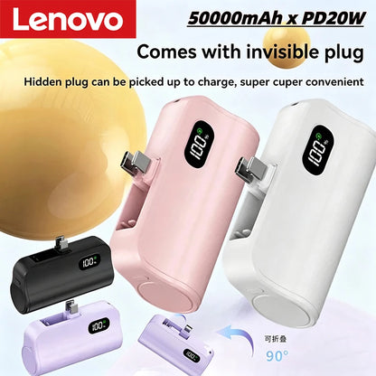 Lenovo Mini Capsule 50000mAh High Capacity Power Bank Portable Wireless Fast Charging External Battery For iPhone Huawei Samsung