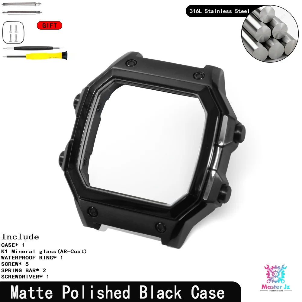 Nylon Strap For Casio AE1200 Square Watch 18mm Quick Release Breathable Sport Band With 316 Stainless Steel Case Waterproof Ring