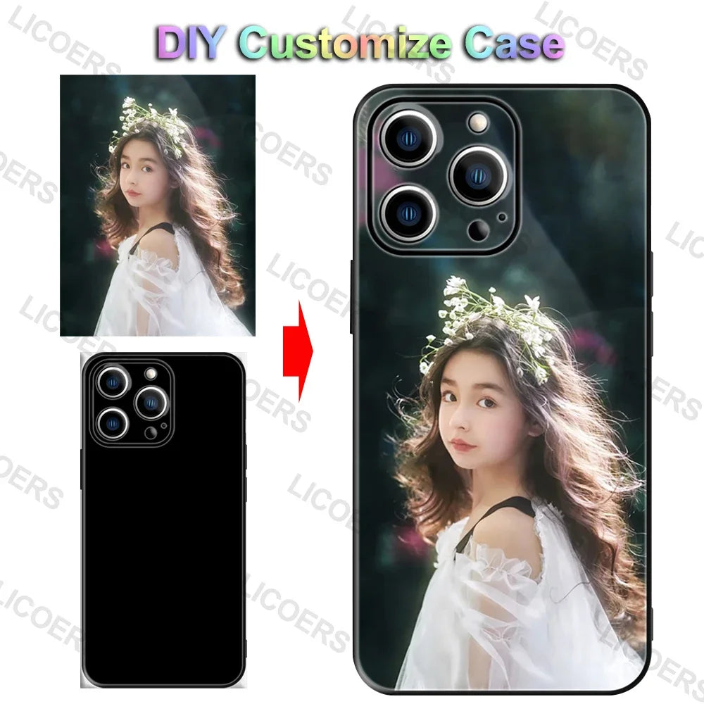 Custom Case for iPhone 18 17 Air 16 17e 16e 15 14 13 12 Pro Max Mini XR Plus Cover DIY Photo Soft Matte Silicon Shockproof Funda