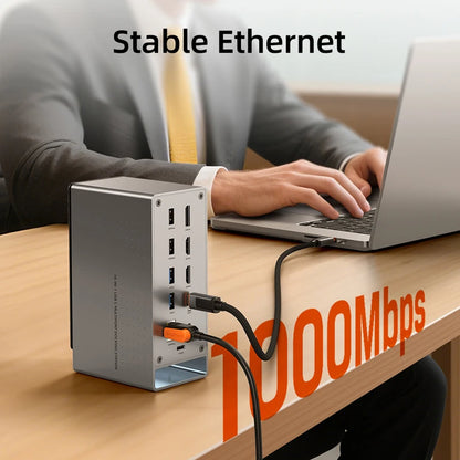 CABLETIME 16 IN 1 USB C Dock Station 4K60Hz HDMI MST Microchip PD100W 10Gbps Type C 1000Mbps Lan Port for Laptop Macbook Pro