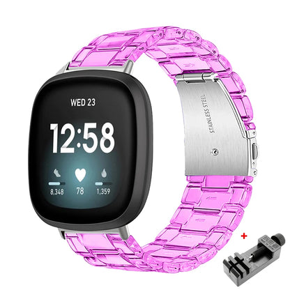 Newest Transparent Resin Strap for Fitbit  Versa 3 4 Lite Sense for Fitbit Versa2 Smartwatch Bracelet Watchband Accessories