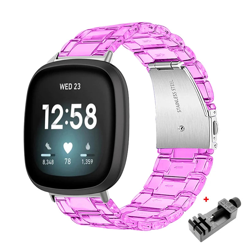 Newest Transparent Resin Strap for Fitbit  Versa 3 4 Lite Sense for Fitbit Versa2 Smartwatch Bracelet Watchband Accessories