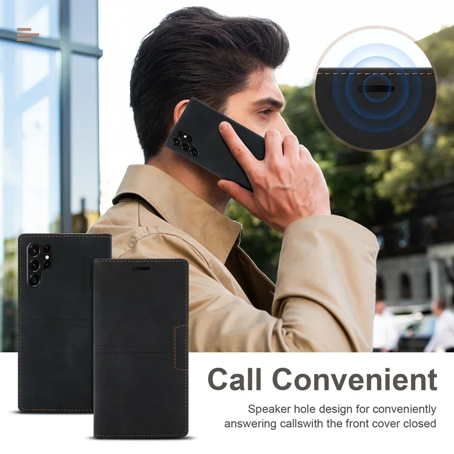 Wallet Card Slot Magnetic Flip Leather Case For Samsung Galaxy S25 Edge S24 Ultra S23 Plus S22 S21 S20 FE Note 20 10 Lite 9 8