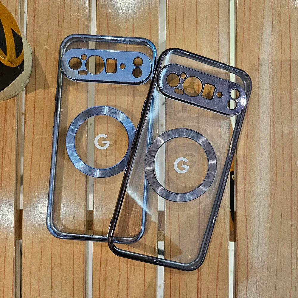 Clear Electroplating Compatible Magnetic Wireless Charging Phone Case For Google Pixel 11 10 9 A Pro XL Shockproof Protect Cover