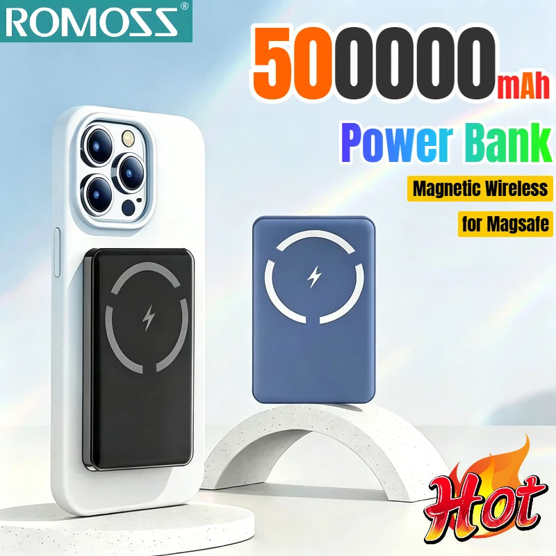 ROMOSS 50000mAh Magnetic Wireless Power Bank Charger for Magsafe Fast Charging Extemal Spare Battery For iPhone Samsung Huawei