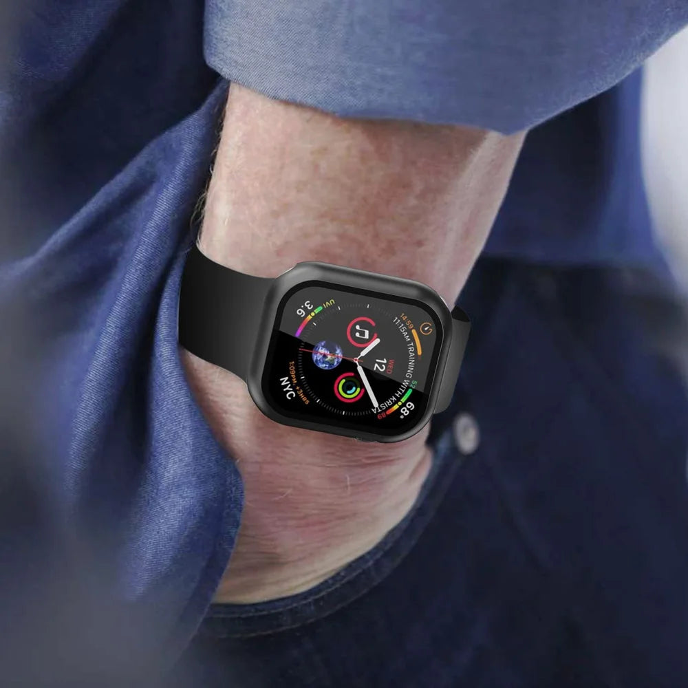 Glass+Matte Watch Cover for Apple Watch Case 45mm 41mm 44mm 40mm 42mm 38mm Bumper+Screen Protector for Iwatch SE 8 7 6 5 4 3 2 1