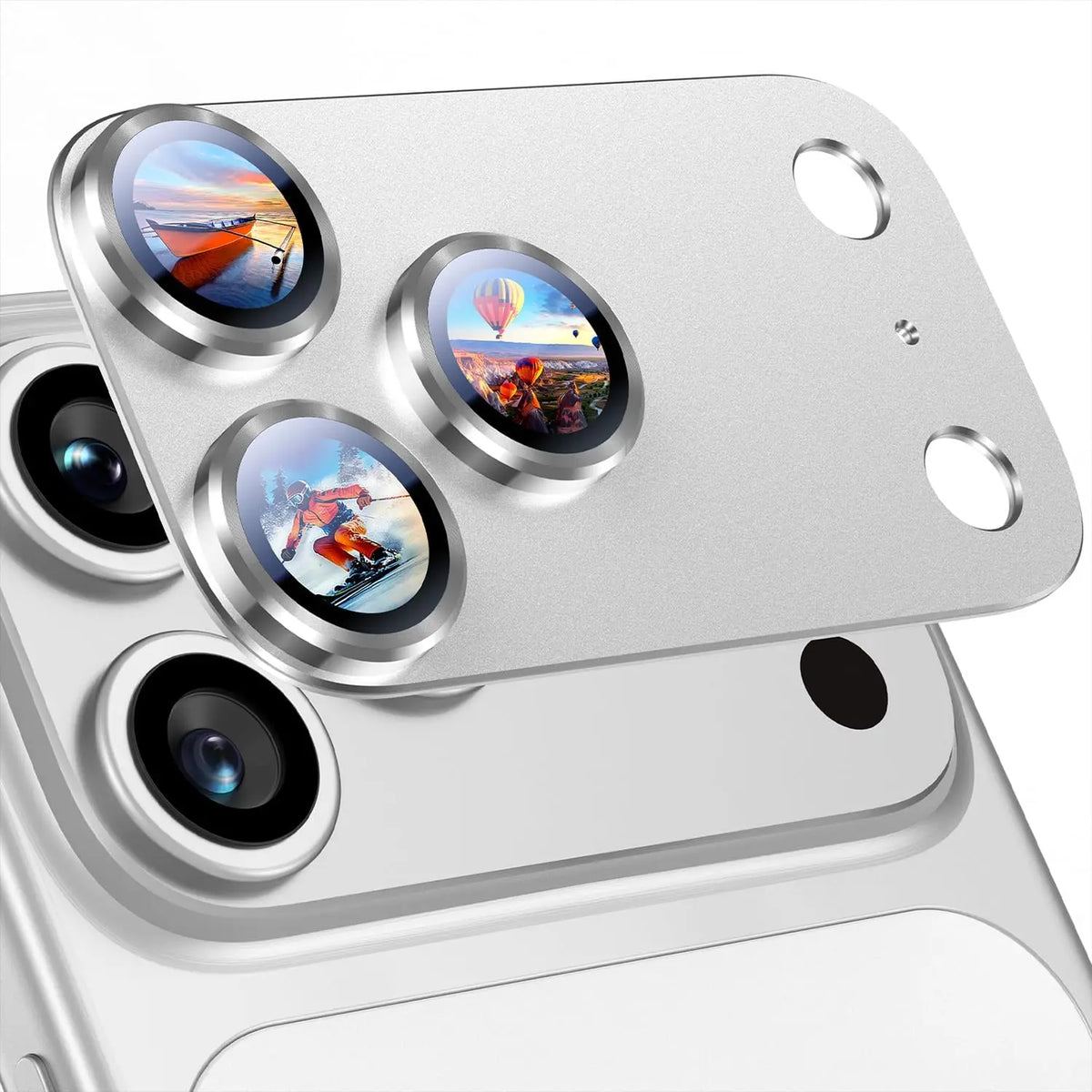 For iPhone 17 Pro Max/17Pro Camera Lens Protector, Metal Frame Glass Cover, Metal 9H Sapphire Glass Rear Camera Screen Cover