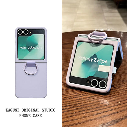 Liquid Silicone Original Ring Bracket Case for Samsung Galaxy Zflip 7FE Z Flip 5 6 7 8 Screen Glass Film 2in1 Shockproof Cover