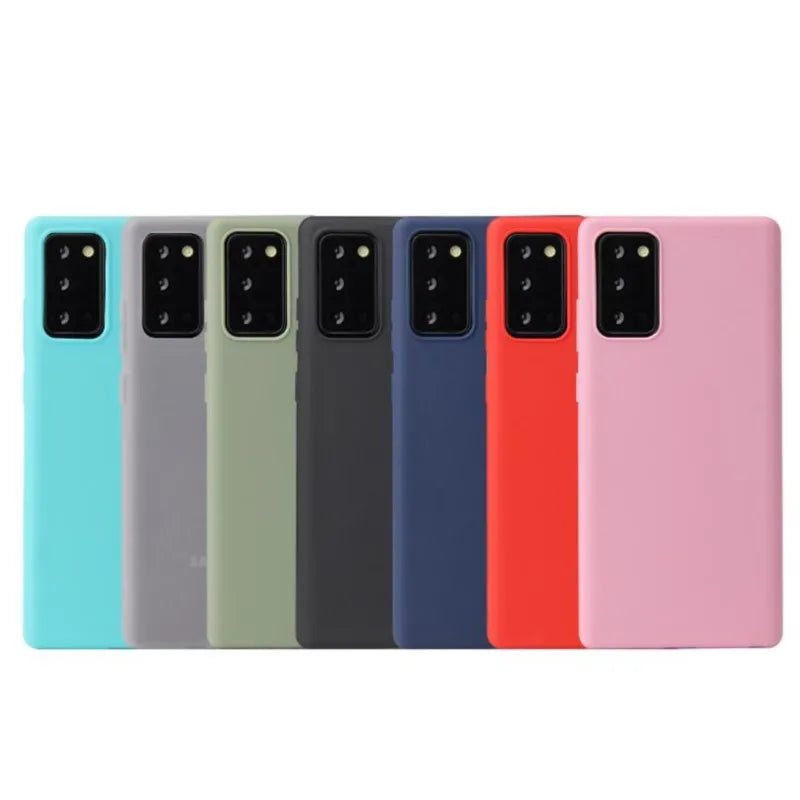 For Samsung Galaxy S20 S20 Ultra S9 S10 lite S10e Note 8 9 10 Plus A10 A20 A50 A70 M10 M20 Solid Color Silicone Cover Case