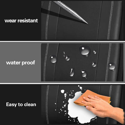 AUTO PLUS Universal High Back Bucket Leather Car Seat Covers Premium Waterproof Leather Full Set  Airbag Compatible