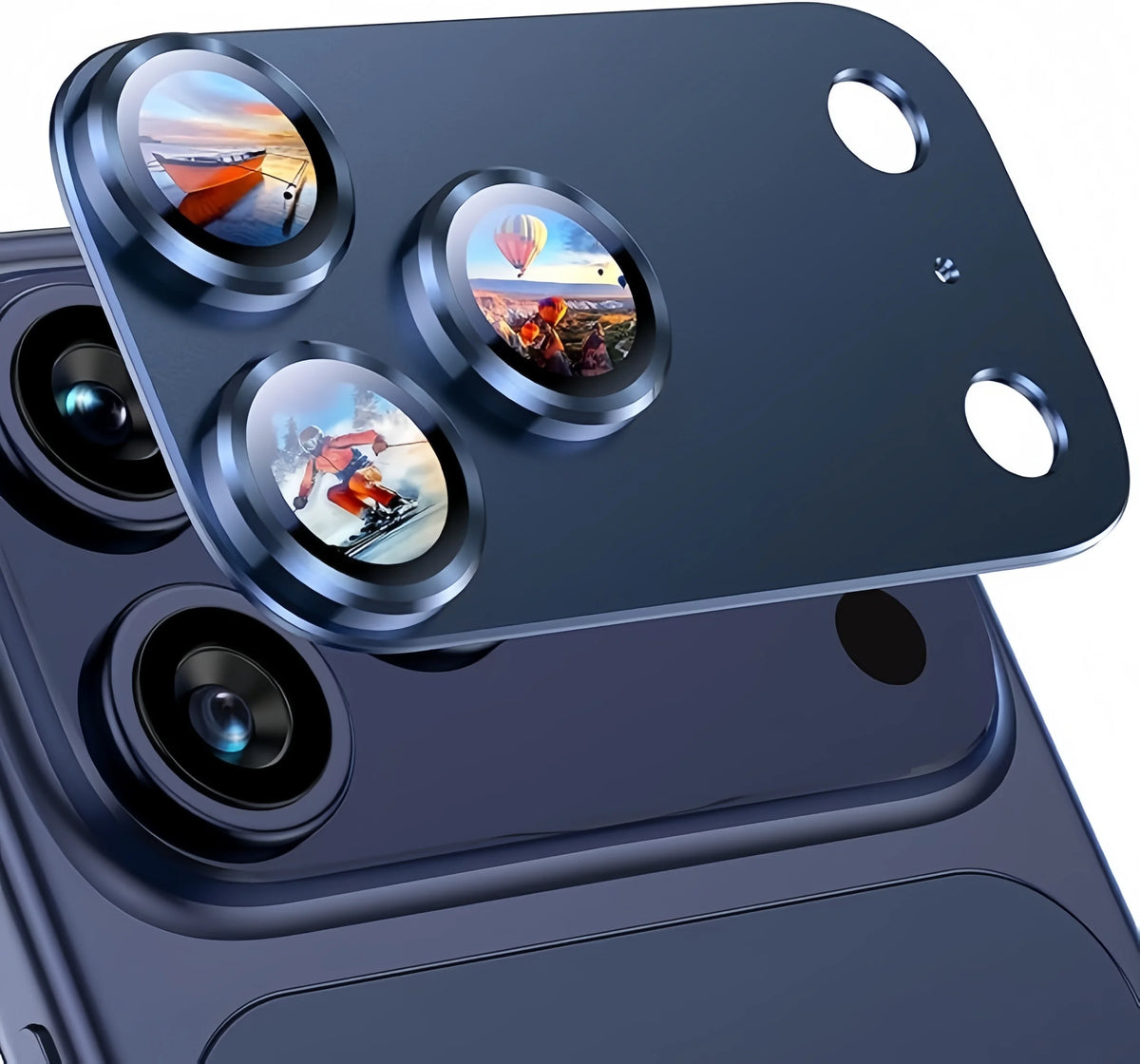 For iPhone 17 Pro Max/17Pro Camera Lens Protector, Metal Frame Glass Cover, Metal 9H Sapphire Glass Rear Camera Screen Cover