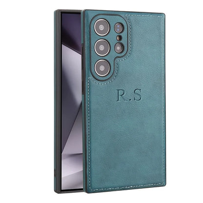 Personalised Customized Initials Name Case For Samsung Galaxy S22 S23 S24 S25 Ultra Soft Luxury Classic Leather Cover S24 S25