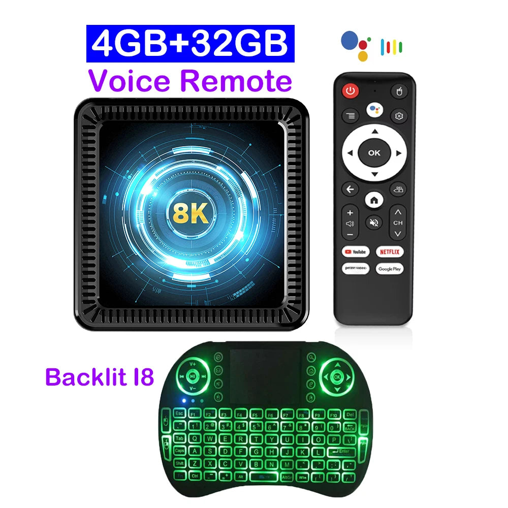 2026 Android 16 Q19 8K Smart TV Box Ram 4GB 8GB Rom 128GB 256GB Google Assistant Bluetooth 6.0 Wifi6 Streaming Media Player Fast