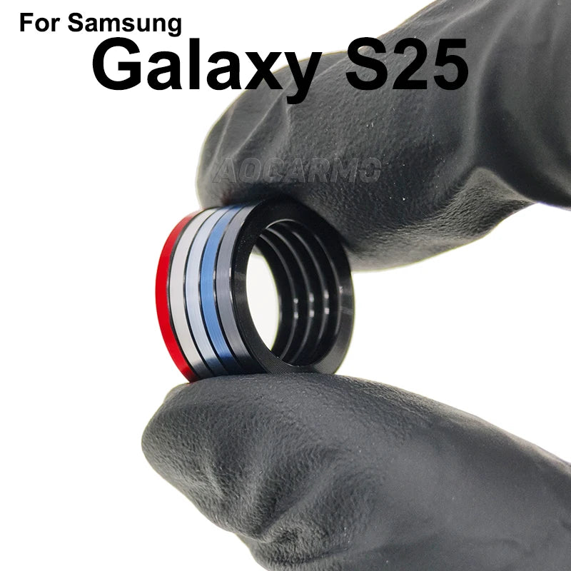 Aocarmo For Samsung Galaxy S25 SM-S9310/S931U/S931B Rear Back Camera Lens Glass Metal Ring Frame With Adhesive Repair Part