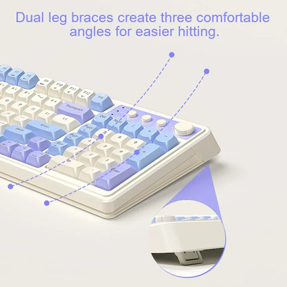 AULA S99 2.4G Wireless/ Bluetooth/Wired Three Mode Gaming Keyboard RGB Ergonomic Keyboard Office Typing Mute 99 Keys Keyboard