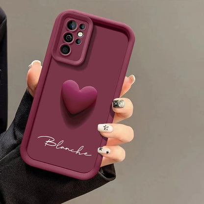 Customized Personalized Name 3D Love Heart Case For Samsung Galaxy S25 S24 S23 S22 S21 S20 Ultra Plus Luxury Cover S23 S21 FE