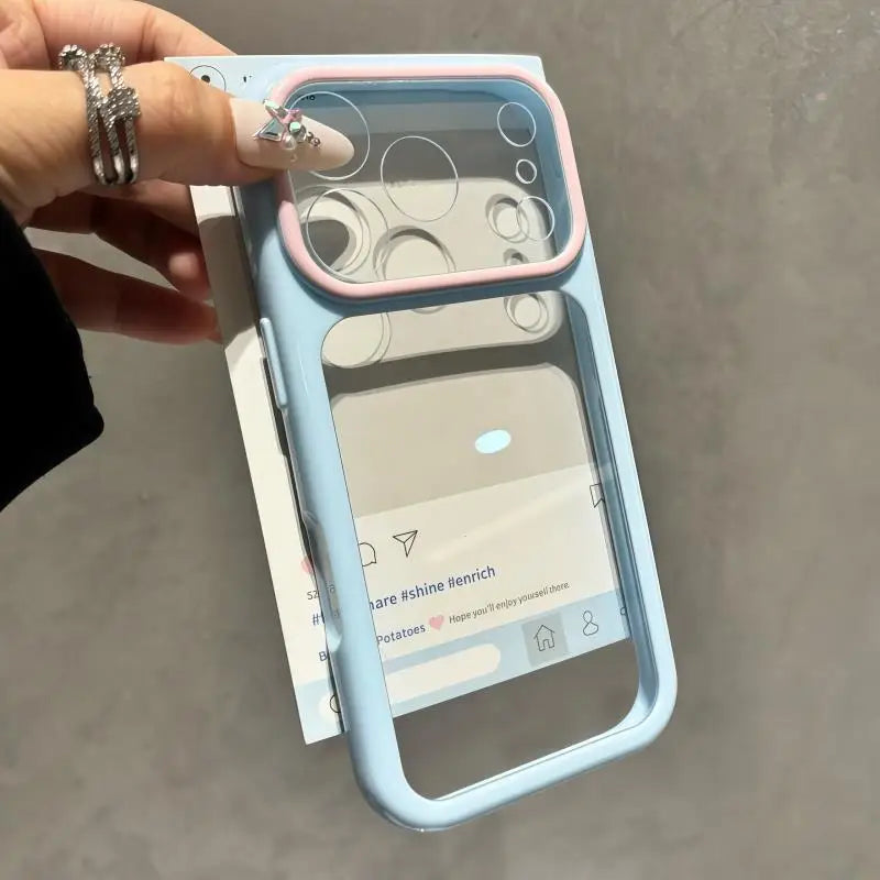 Luxury Candy Color Contrast Transparent Case for iPhone 17 16 15 18 Pro Max 14 11 12 13 Clear Ultra Slim Shockproof Ins Cover