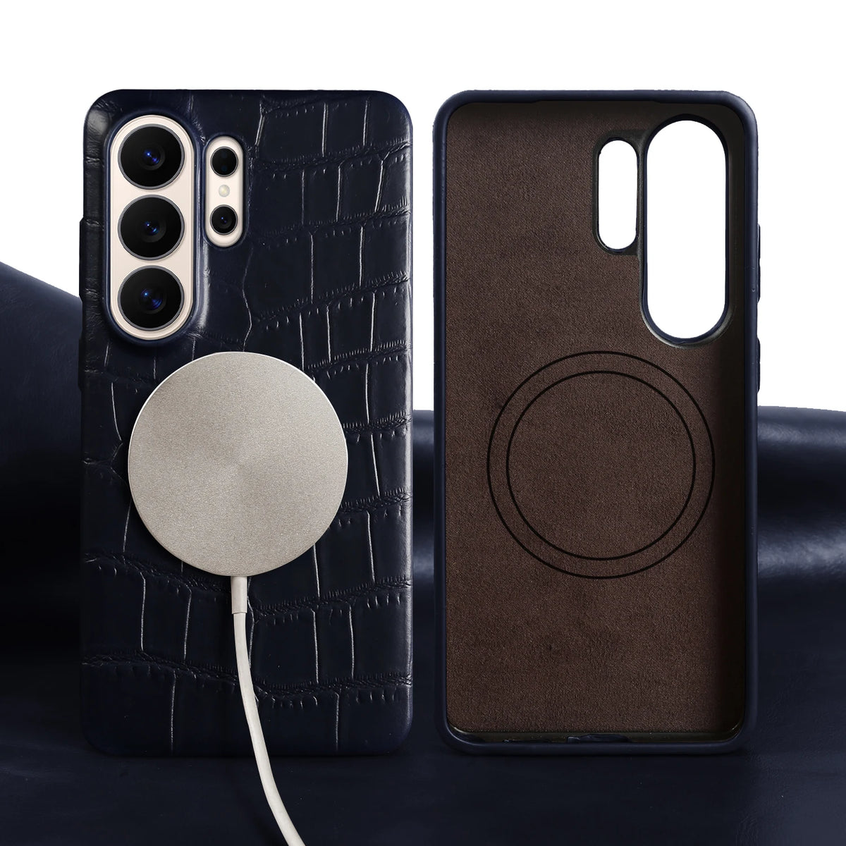 For Magsafe Genuine Leather Case For Samsung Galaxy S26 Ultra S25 FE S24 S23 S22 S26 Plus Phone Back Cover S26Ultra Magnetic