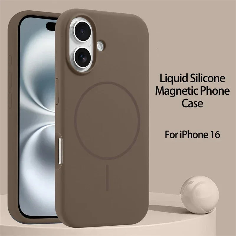 Luxury Original Liquid Silicone For Magsafe Case For iPhone 17 16 15 14 13 12 11 Pro Max Magnetic Wireless Charging Soft Cover