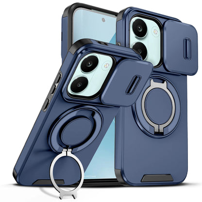 Sliding Camera Lens Protection Armor Phone Case For Xiaomi Poco X8 Pro 5G 360°Rotate Ring Holder Kickstand Shockproof Back Cover