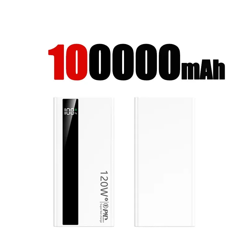 Lenovo 2026 1000000mAh Large Capacity Power Bank 120W Fast Charging Digital Display Outdoor Power Supply for Huawei iPhone