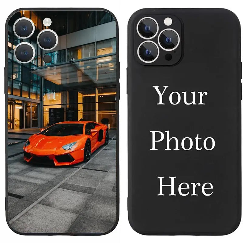 DIY Photo Customized Black Frosted Case For iPhone 16 16e 15 14 13 12 11 Pro Max Mini SE 2020 2022 XS XR 6s 7 8 Plus Back Cover