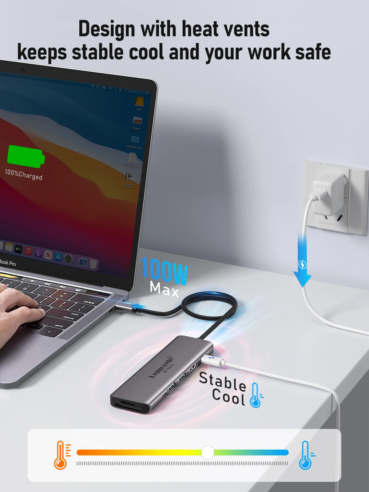 Lemorele 7-in-1 USB HUB Docking Station USB-C Hub HDMI 4K 60Hz USB 3.0 Adapter PD100W Charge For MacBook Pro Laptop Accessories