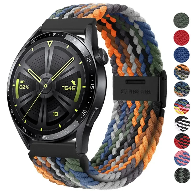 20 22mm Strap for Samsung Galaxy Watch 7 6 5 4 Band 40/44mm 5Pro Active 2 Gear S3 Braided Elastic Bracelet for Huawei GT2/3 4Pro