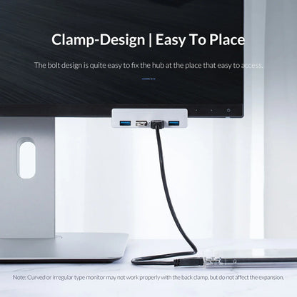 HUB External USB 3.0 Clip-type Splitter Adapter Desktop Laptop Wire Multi Port Dock Station Type C Clip HUB Power TF Card Slot
