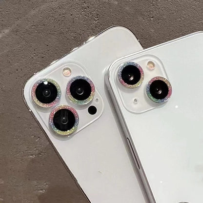 2-3Pcs For IPhone 17 16 15 Pro Max Camera Lens Protector Green Glitter Decoration Ultra-HD Tempered Glass Cover Protective Ring