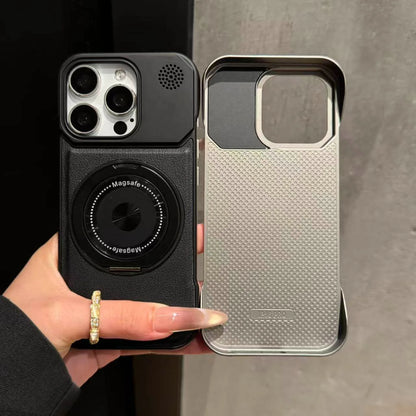 For Magsafe 360 Rotating Bracket Phone Case for iPhone 17 16 15 14 13 12 Pro Max Magnetic Frameless Leather Aromatherapy Cover