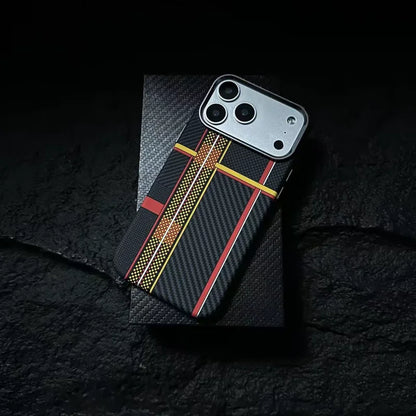 Carbon Fiber Texture Magnetic Armor Case For iphone 17 17Pro Max 16 Pro 15 14 13 Ultrathin Alloy Lens Wireless Charge Hard Cover