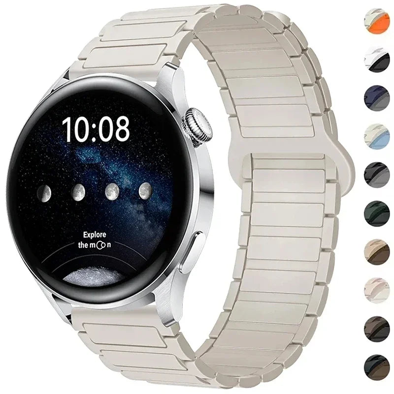 18mm 20mm 22mm Magnetic Loop Band for Samsung Galaxy Watch 7/6/5 Pro/4/Classic Silicone Link Bracelet Huawei GT 2-2e 3-4 Strap