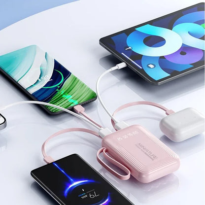 Lenovo Mini 500000mah Powerbank Super Fast Charging Led Digital Display 4 In 1 Built In Cables Power Bank For Iphone Samsung