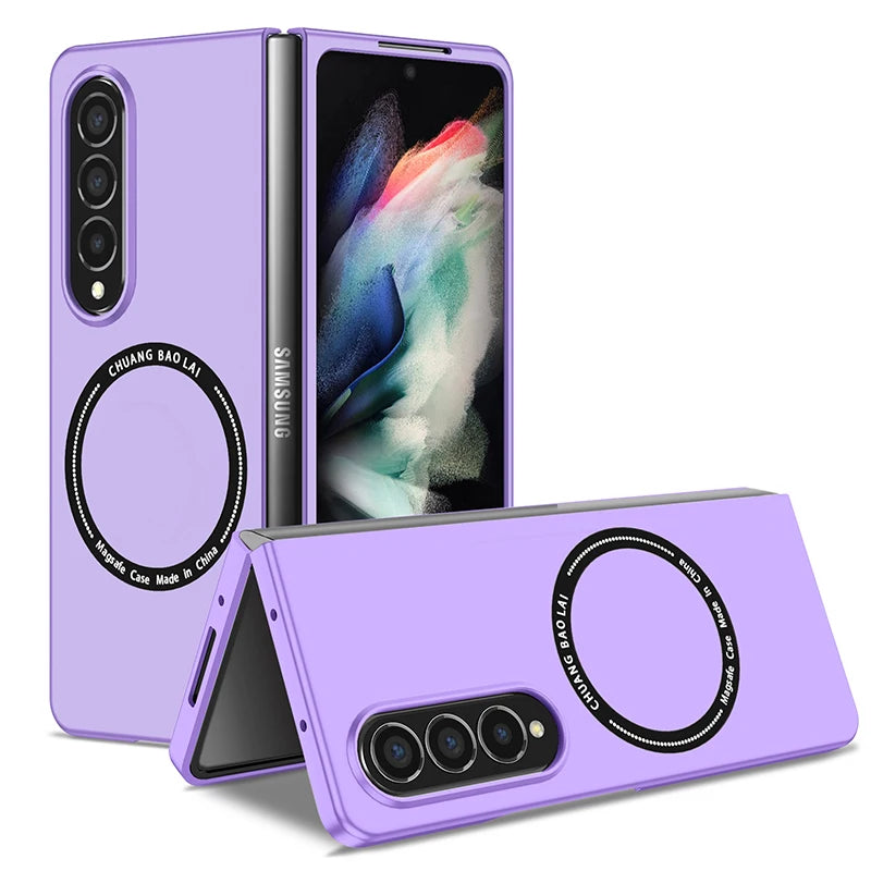 Case for Galaxy Z Fold 5 3 4 2 1 Magnetic Wireless Charging Drop Protection Anti Scratch Hard Cover Case for Z Fold Black Green