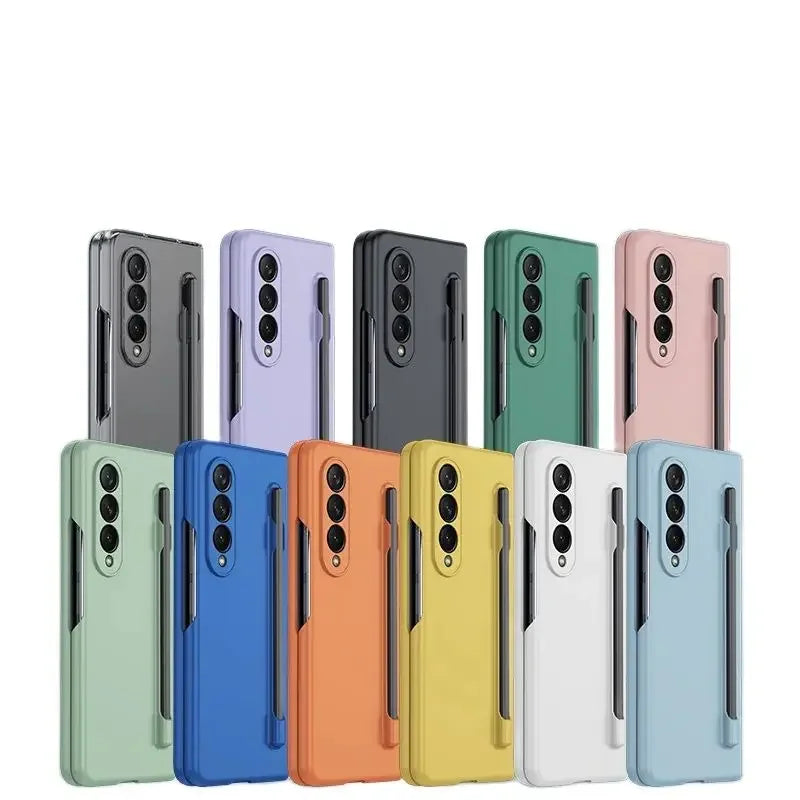 With Pen Slot Skin Feel Phone Case for Samsung Z Fold 8 Ultra 7 6 5 4 3 Hard PC Shockproof Protection Cover for Galaxy Fold8Wide