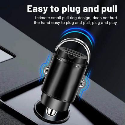 Mini 100W PD QC Pull Ring Fast Charging Car Charger USB C Car Phone Charger Adapter For iPhone 15 16 17 Xiaomi Samsung Huawei