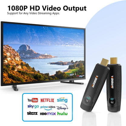 1080P HDMI Dual Band Wireless Transmitter and Receiver 100M Transmission Mini Video TV Stick Extender for Office Conference Home
