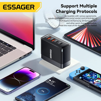Essager 100W USB Type C Charger 65W PD Quick Charge4.0 3.0 Type-C Fast Charging For iPhone 16 15 14 13 Pro Xiaomi Macbook Laptop