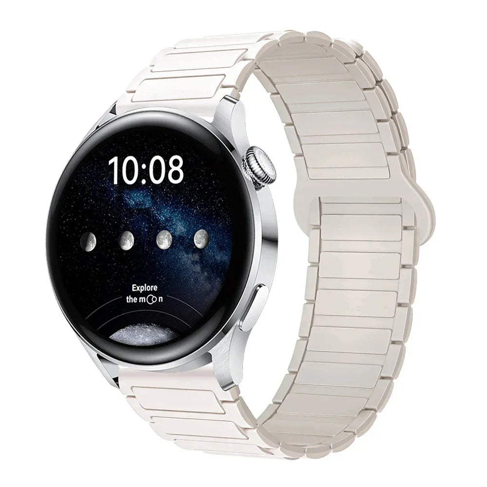 18mm 20mm 22mm Magnetic Loop Band for Samsung Galaxy Watch 7/6/5 Pro/4/Classic Silicone Link Bracelet Huawei GT 2-2e 3-4 Strap