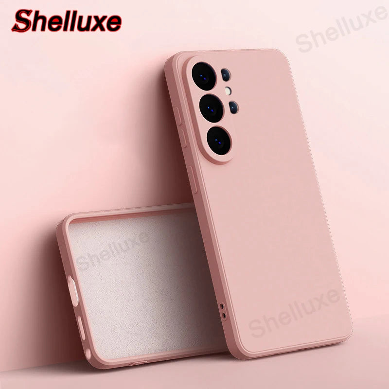 Shelluxe Square Original Liquid Silicone Case For Samsung Galaxy S26 S25 S24 S23 Ultra Plus FE S26+ Silky Feel Soft Phone Cover