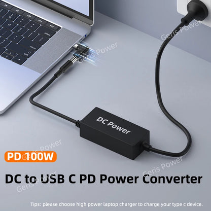 65W 100W DC Universal Laptop Charger to USB C Type C PD Trigger Power Adapter Connector Converter for MacBook Xiaomi Samsung