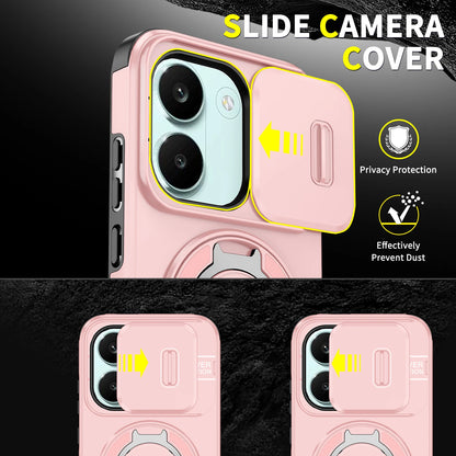 Sliding Camera Lens Protection Armor Phone Case For Xiaomi Poco X8 Pro 5G 360°Rotate Ring Holder Kickstand Shockproof Back Cover