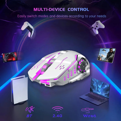 Wireless Gaming Mouse Bluetooth 2.4G Dual Mode RGB Silent Rechargeable Back to School Ergonomic 2400DPI Mice for MacBook Laptop Student