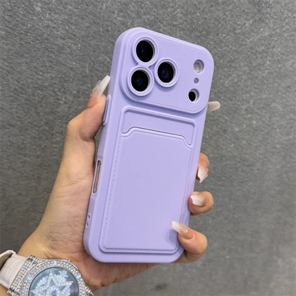 Luxury Soft Silicone Wallet Case For iPhone 17 16 15 14 Plus 13 12  Pro Max XR XS Shockproof Card Holder Slot Cover
