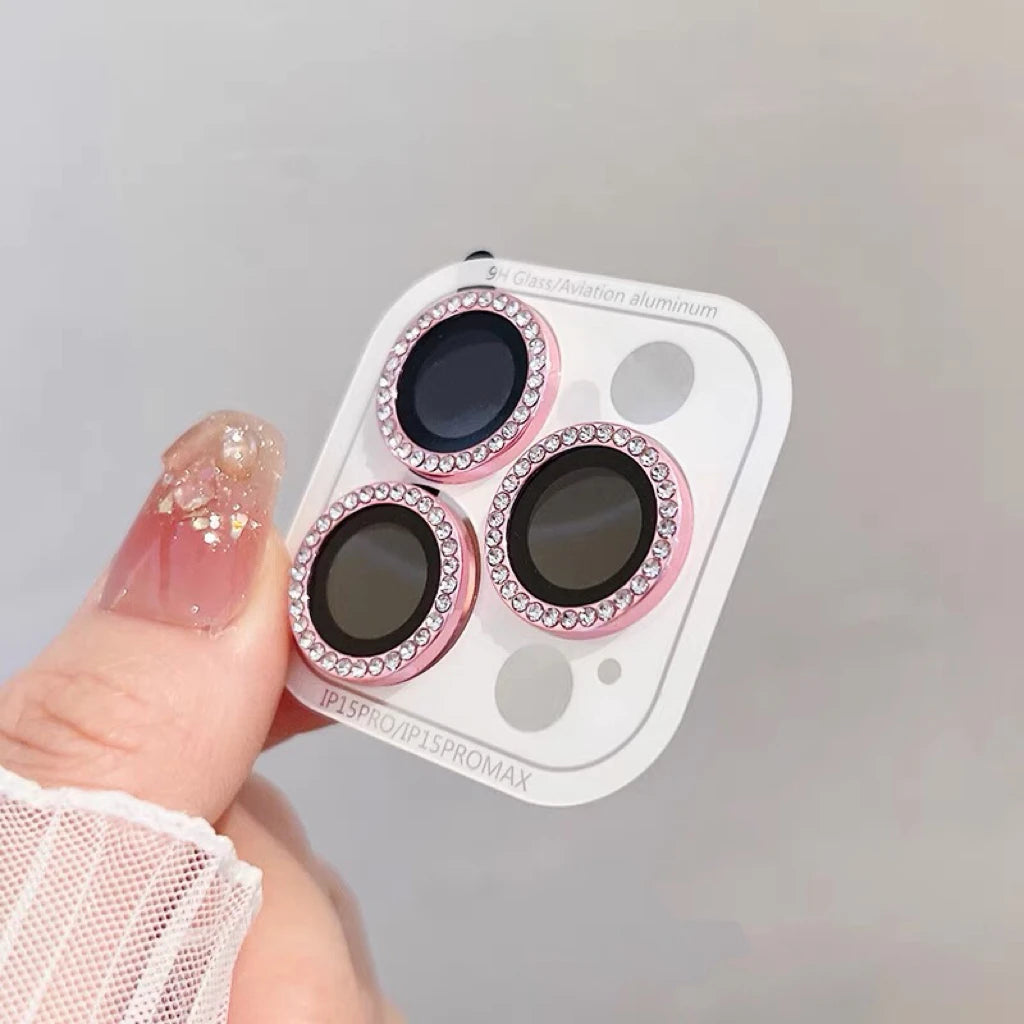 3-2Pcs Luxury Diamond Camera Protector For IPhone 17 promax 16 15 14 13 12 Pro Max Glitter Ring Lens Glass Back Lens Cap Shinny