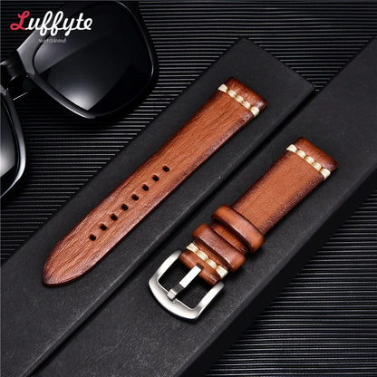 Handmade Vintage Retro Italian Leather Watch Band 18mm 20mm 22mm 24mm Men Women Universal Leather Watch Strap