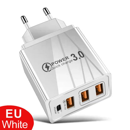 48W 3USB Fast Charger Type C QC 3.0 Portable Wall Charger PD Fast Charge EU/US Plug For Samsung Huawei Xiaomi Phone Wall Adapter