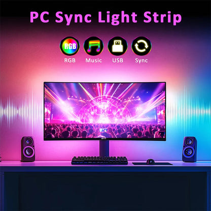USB Computer Sync Light Strip PC Strip Lights 24 27 32 34 Inch Monitor RGB Screen LED Backlight for Gaming Room Atmosphere Decor