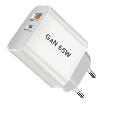 UK/AU/EU/US USB C Charger 65W PD 3.0 GaN Charger Type C Power Adapter With 2-Port Fast Wall Charger Compatible for iPhone 13 USB